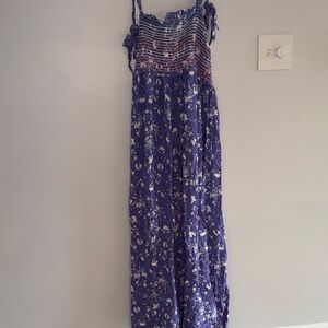 Free People Floral Maxi Jumpsuit with Strappy Details
